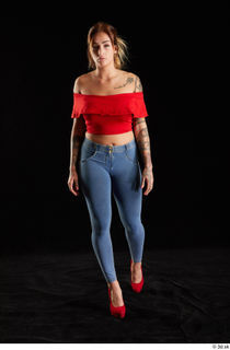 Daisy Lee 1 blue jeans dressed front view red high…